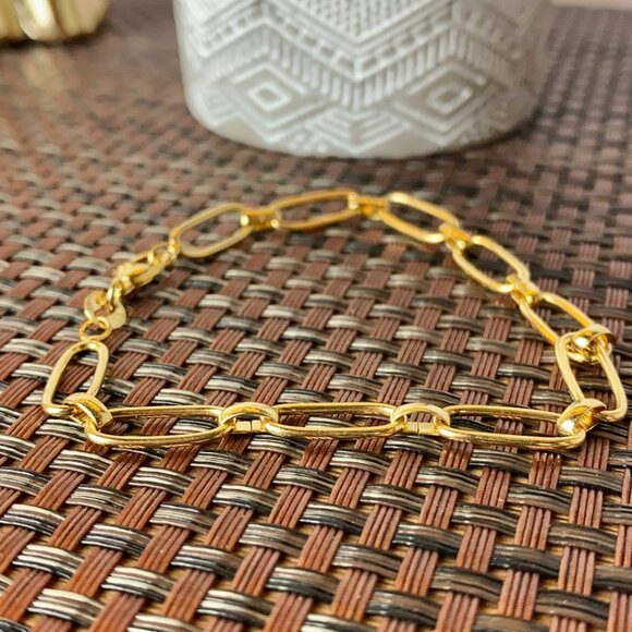 14K Gold Filled Paper Clip Bracelet for Womens Girls Elegant Design Fashion Gift - Picture 2 of 10